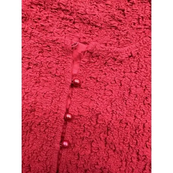 Anthropologie Women’s Red Smocked Blouse XS Fitted 3/4 Sleeve - Picture 2 of 6